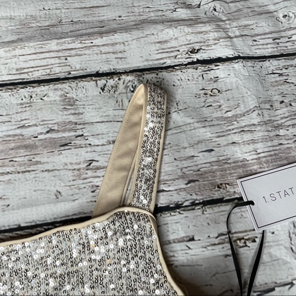 NWT 1.State Sequin Wide Strap Draped Tank Top Size M - Picture 6 of 9